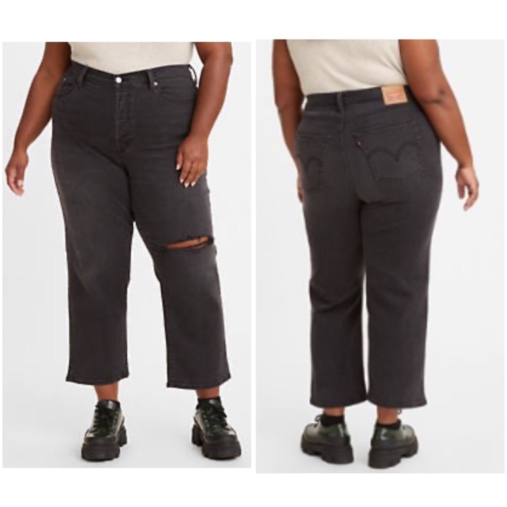 NWT Levi’s Wedgie Straight Distressed Black Jeans Size 24W